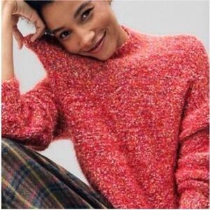 Free People Vibrant Orange Cowl Neck Sweater NWOT